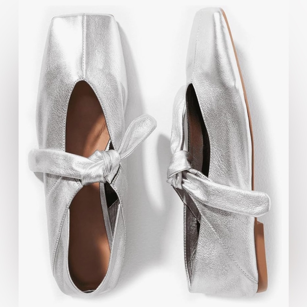 Silver ballet flat